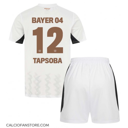 Maglia Calcio Bayer Leverkusen Edmond Tapsoba #12 Seconda Divisa Bambino 2024-25 Manica Corta (+ pantaloncini)